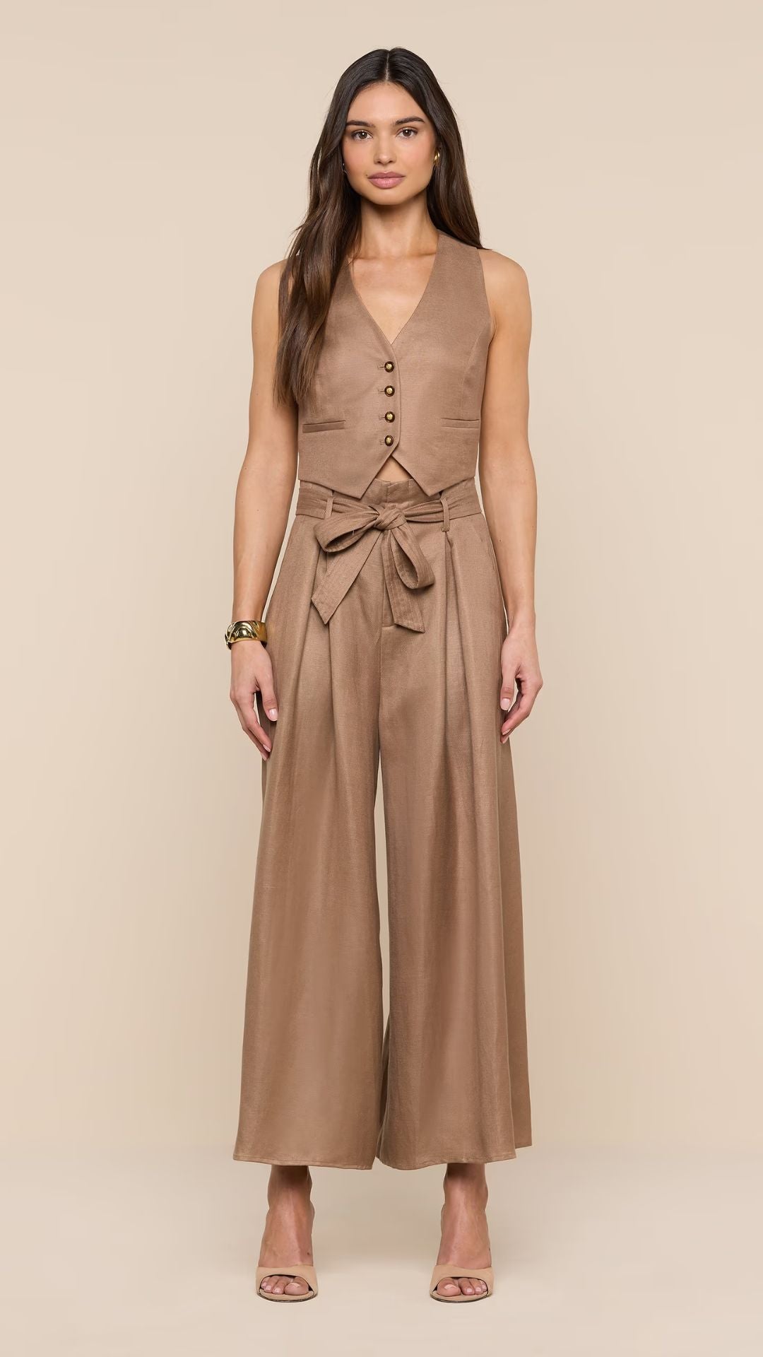 Lowen Linen-Blend Pant Barley - L'Agence