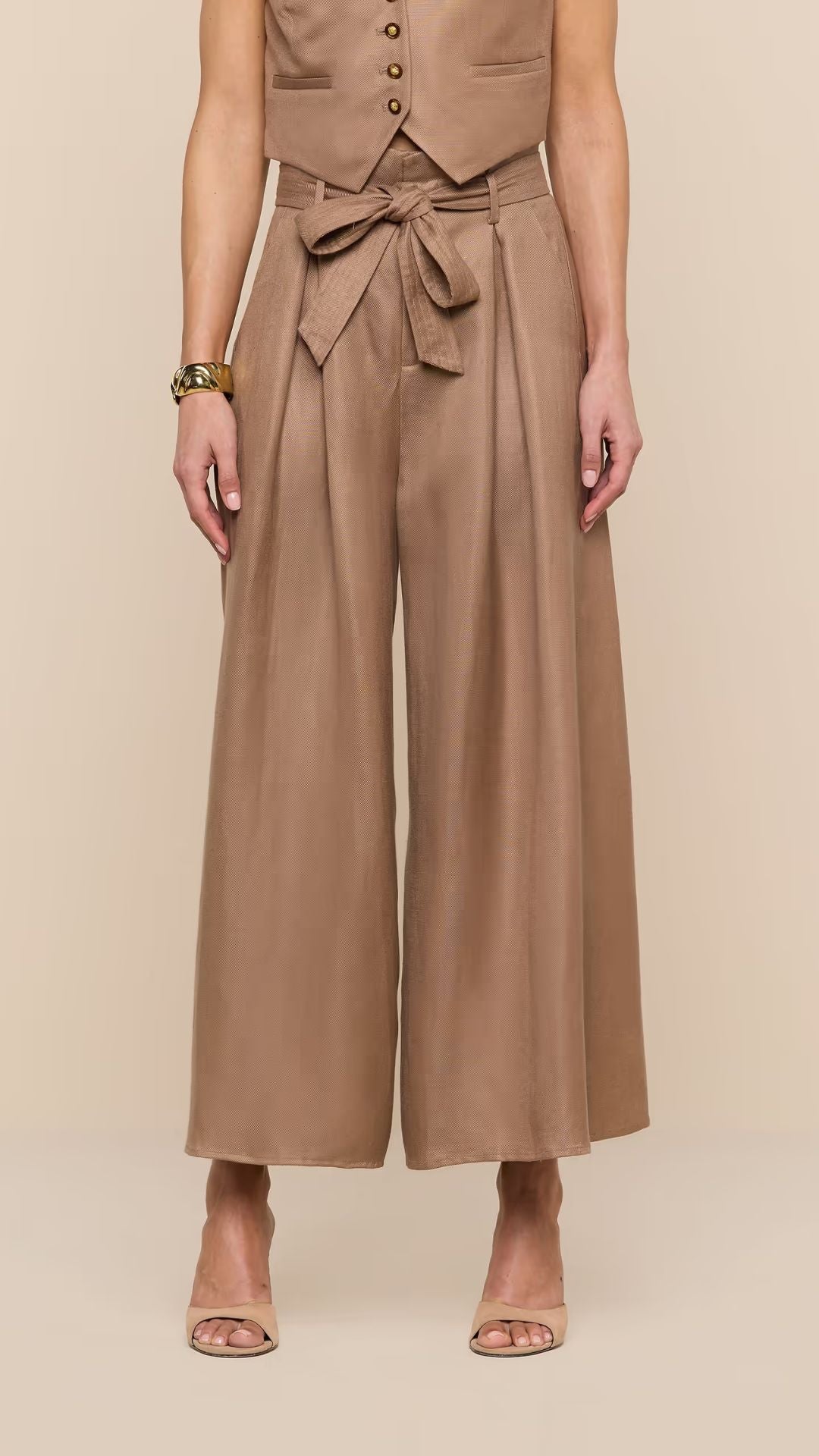 Lowen Linen-Blend Pant Barley - L'Agence