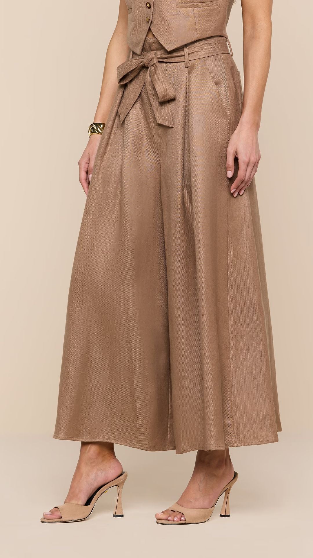 Lowen Linen-Blend Pant Barley - L'Agence