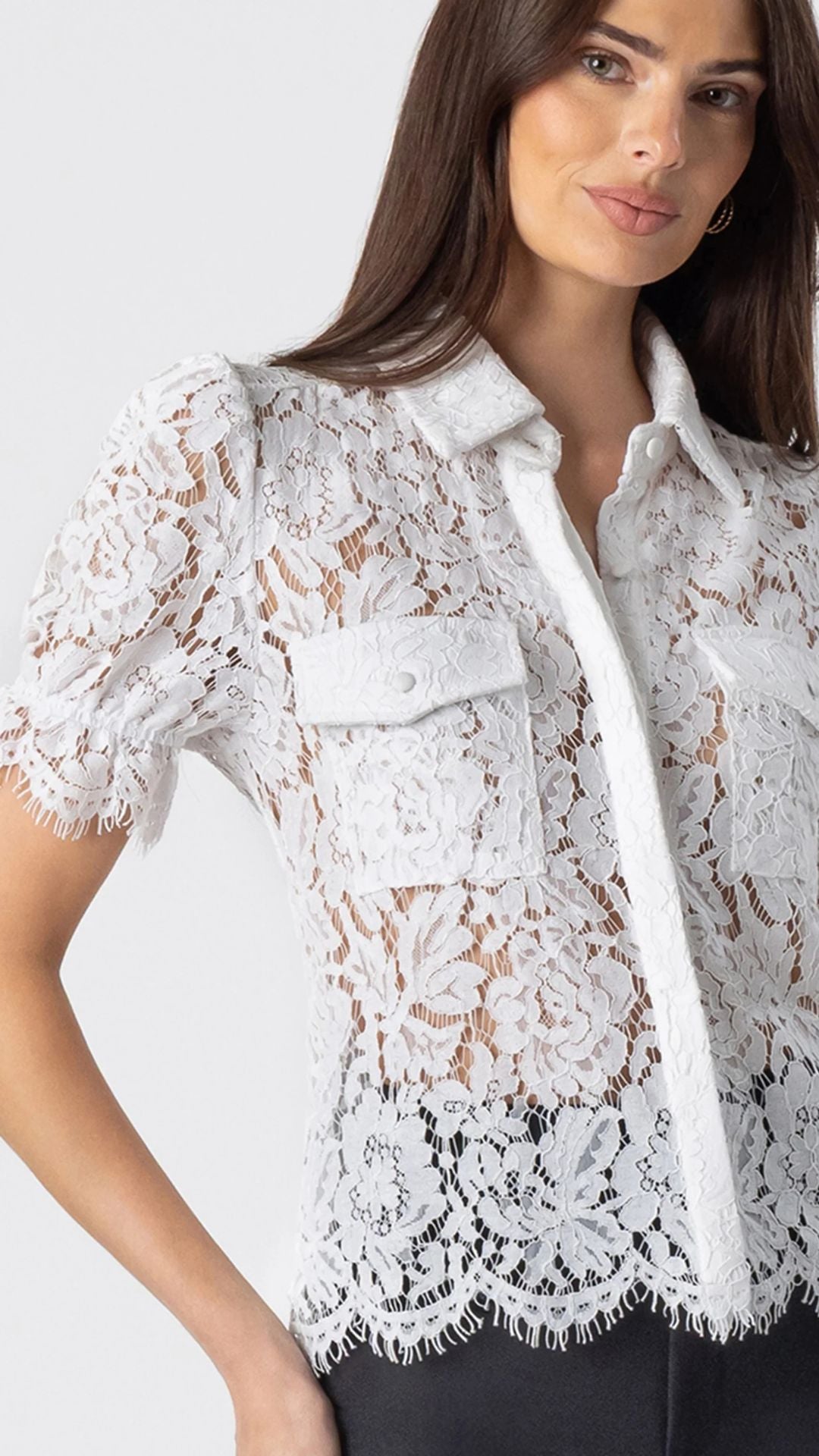 Mina Lace Shirt - White - Generation Love