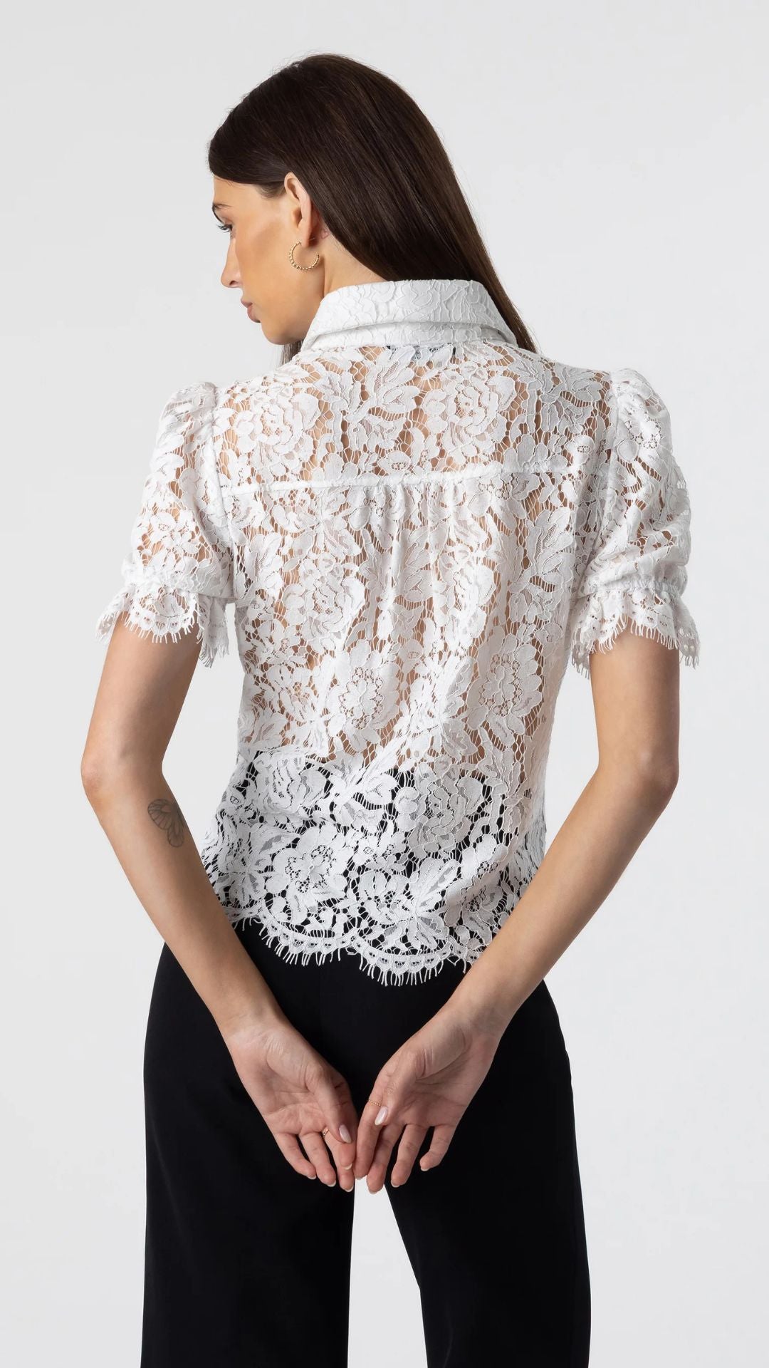 Mina Lace Shirt - White - Generation Love