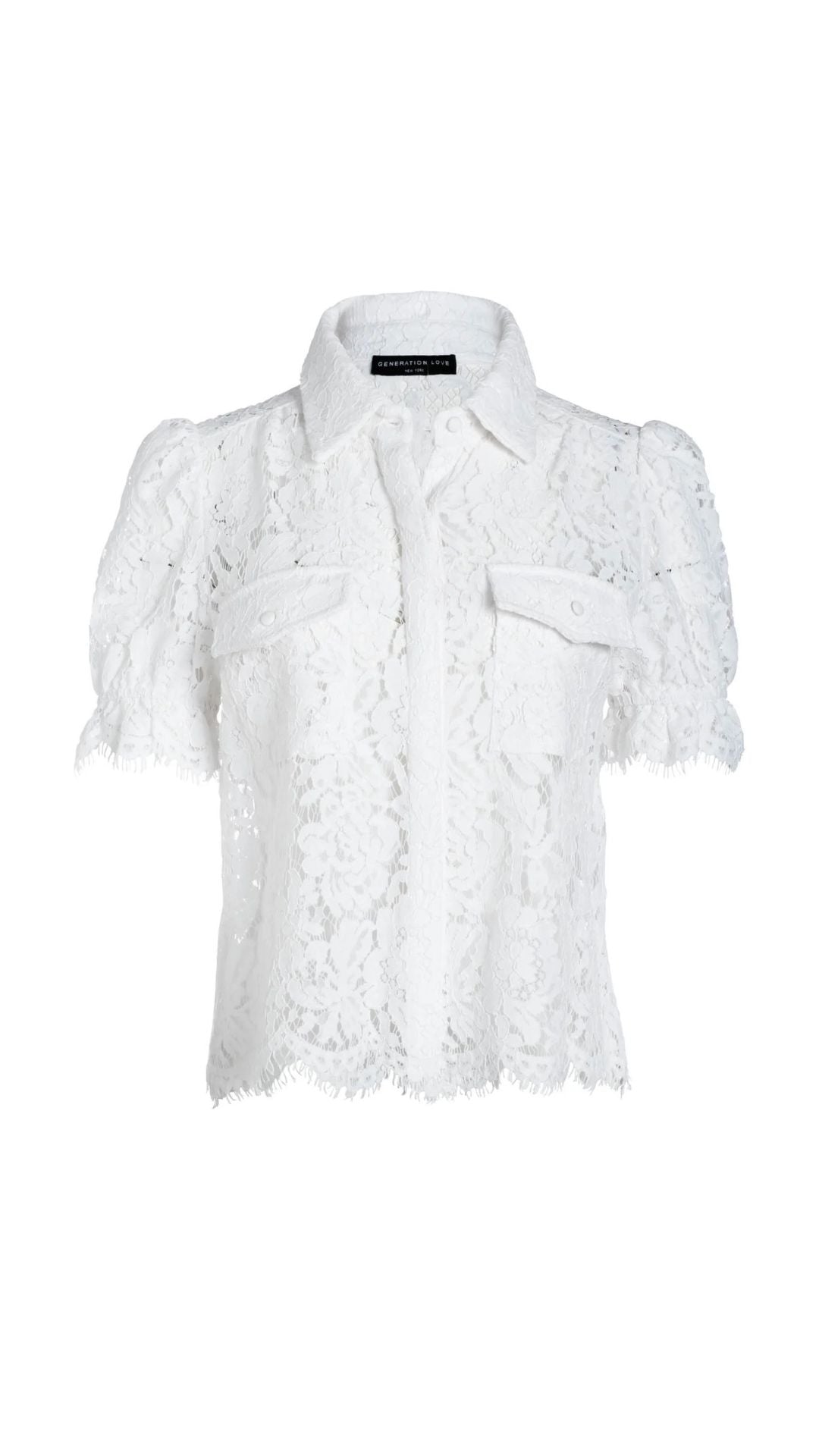 Mina Lace Shirt - White - Generation Love