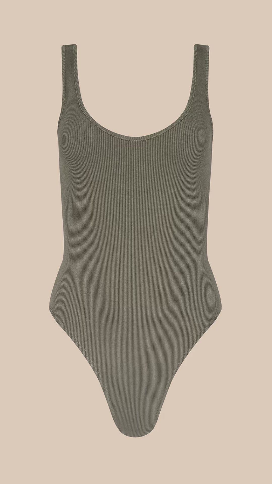 Nica Scoopneck Bodysuit Smokey Olive - L'Agence