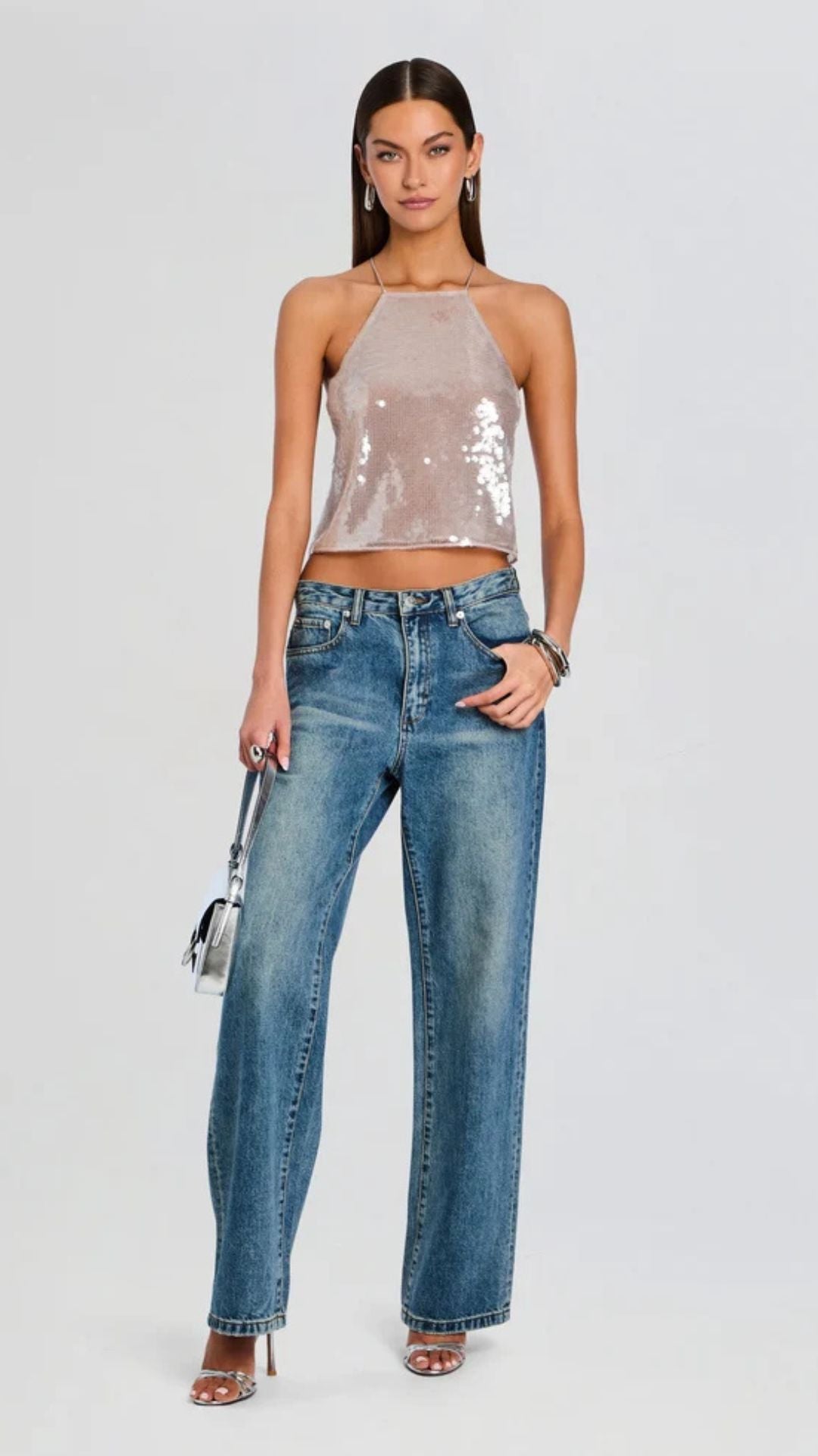 Norma Sequin Top in Truffle - Retrofete