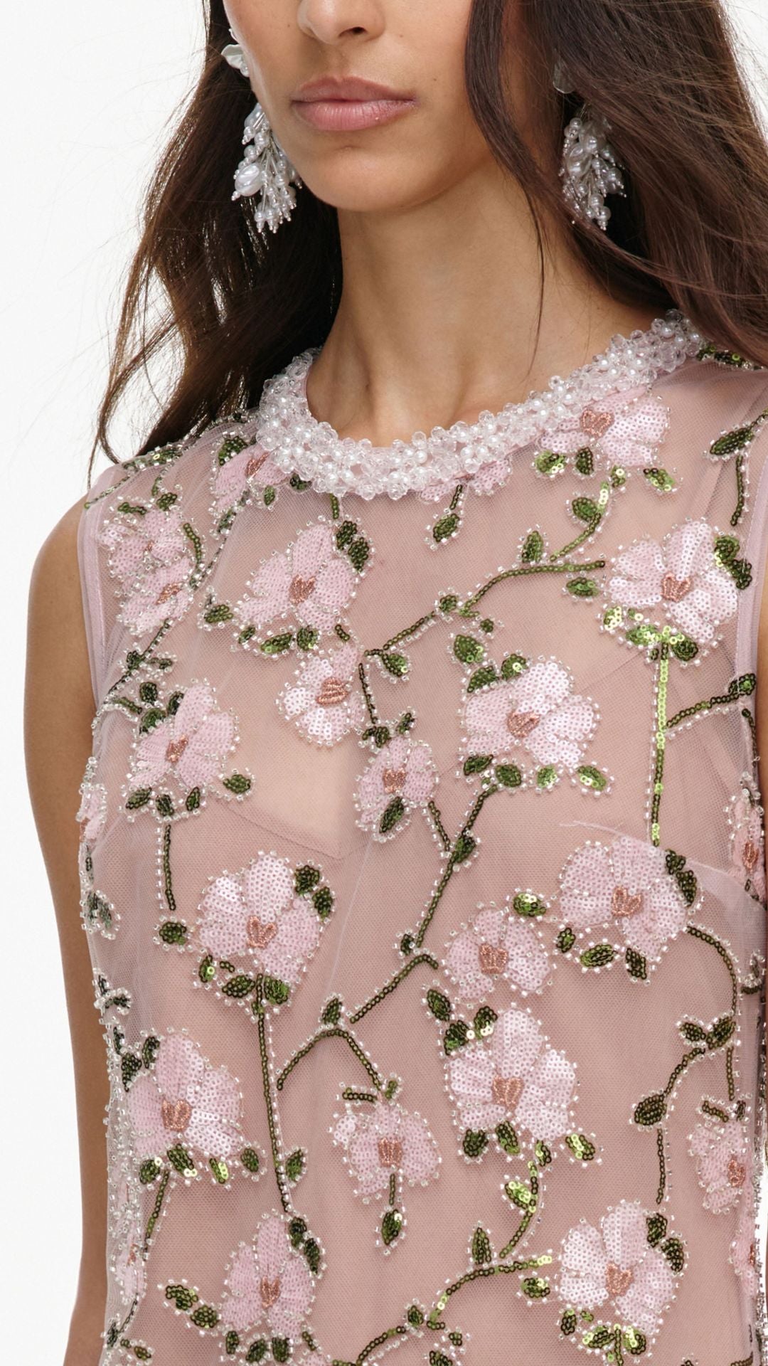 Pink Floral Sequin Embellished Mini Dress - Self-Portrait
