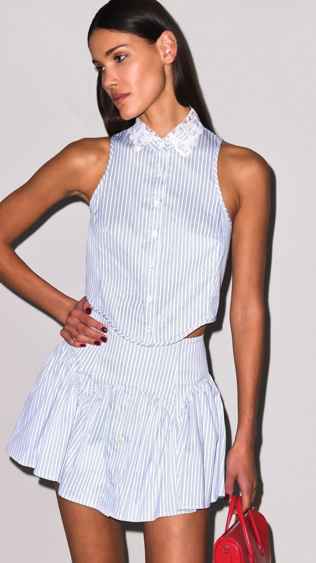 Poplin Garter Skort East Hampton Stripe - Fleur Du Mal