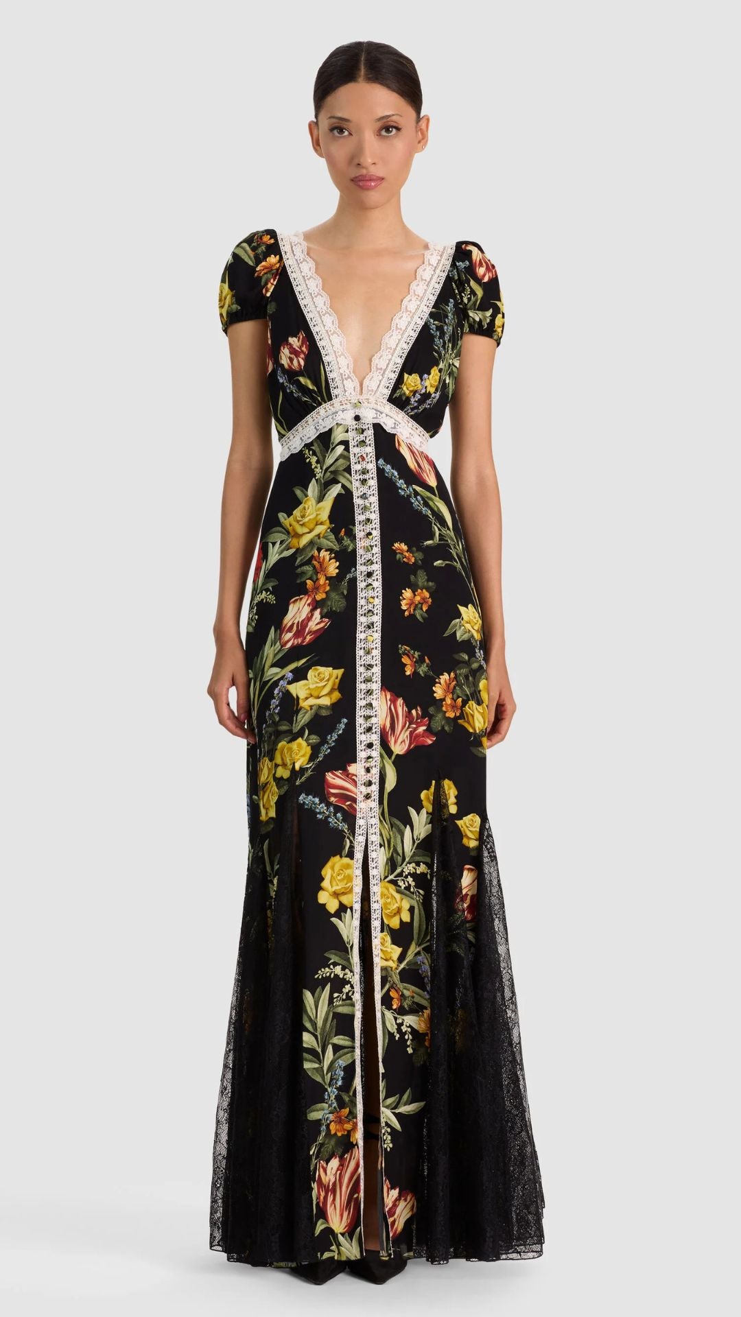 Rose Button Front Maxi Dress - Alice and Olivia