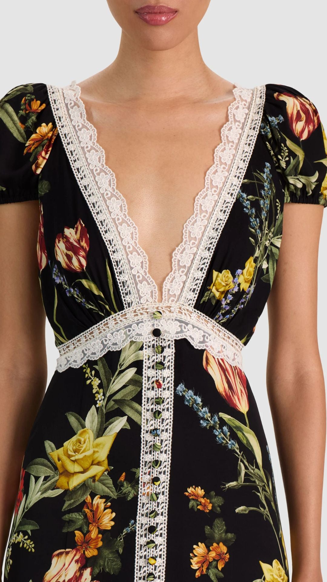 Rose Button Front Maxi Dress - Alice and Olivia