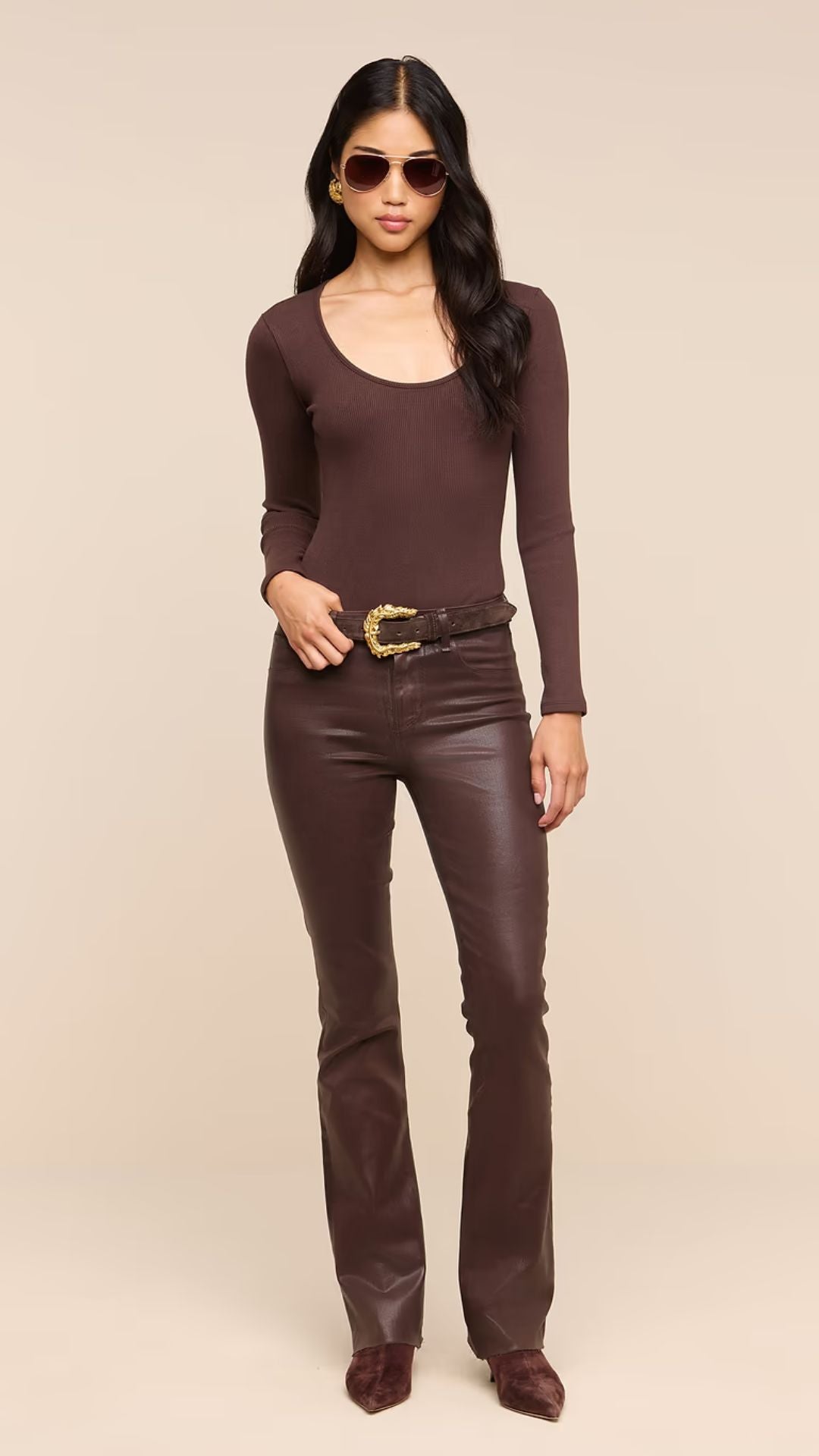 Ruth Coated Straight-Leg Jean Dark Java Coated - L'Agence