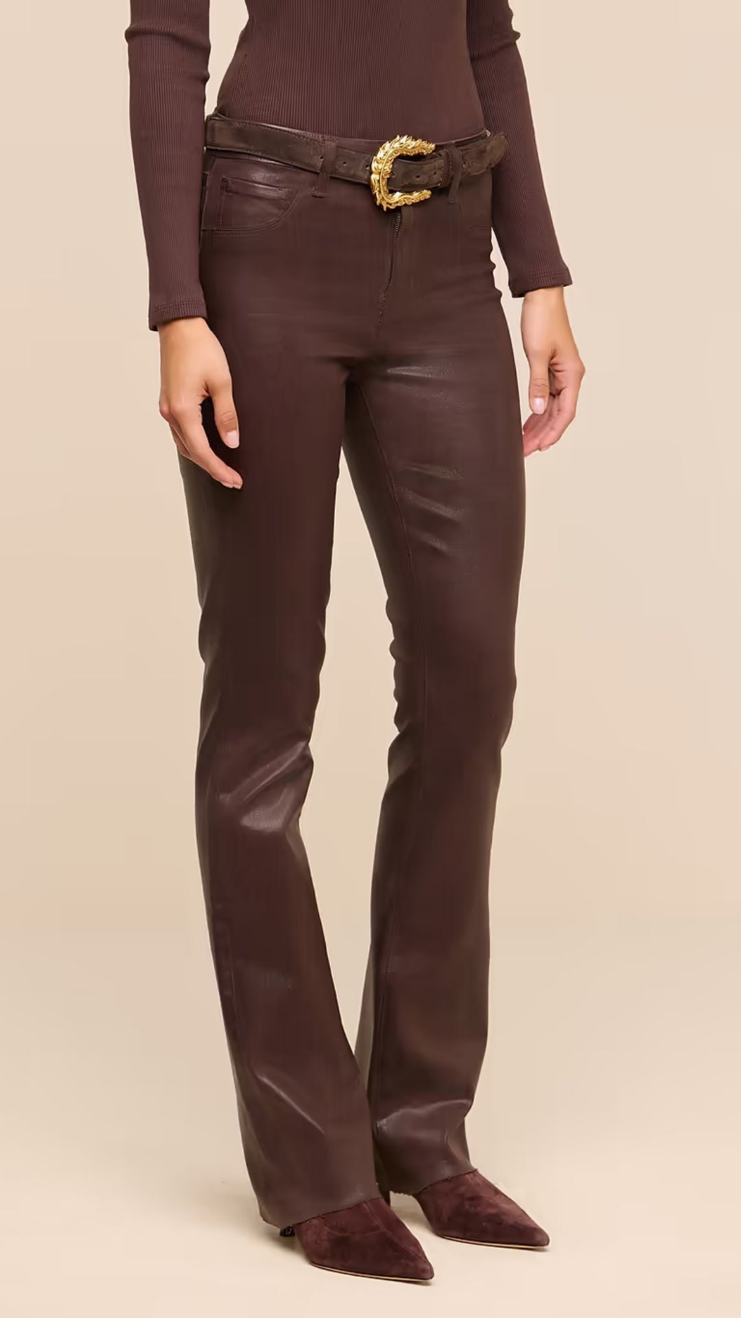 Ruth Coated Straight-Leg Jean Dark Java Coated - L'Agence