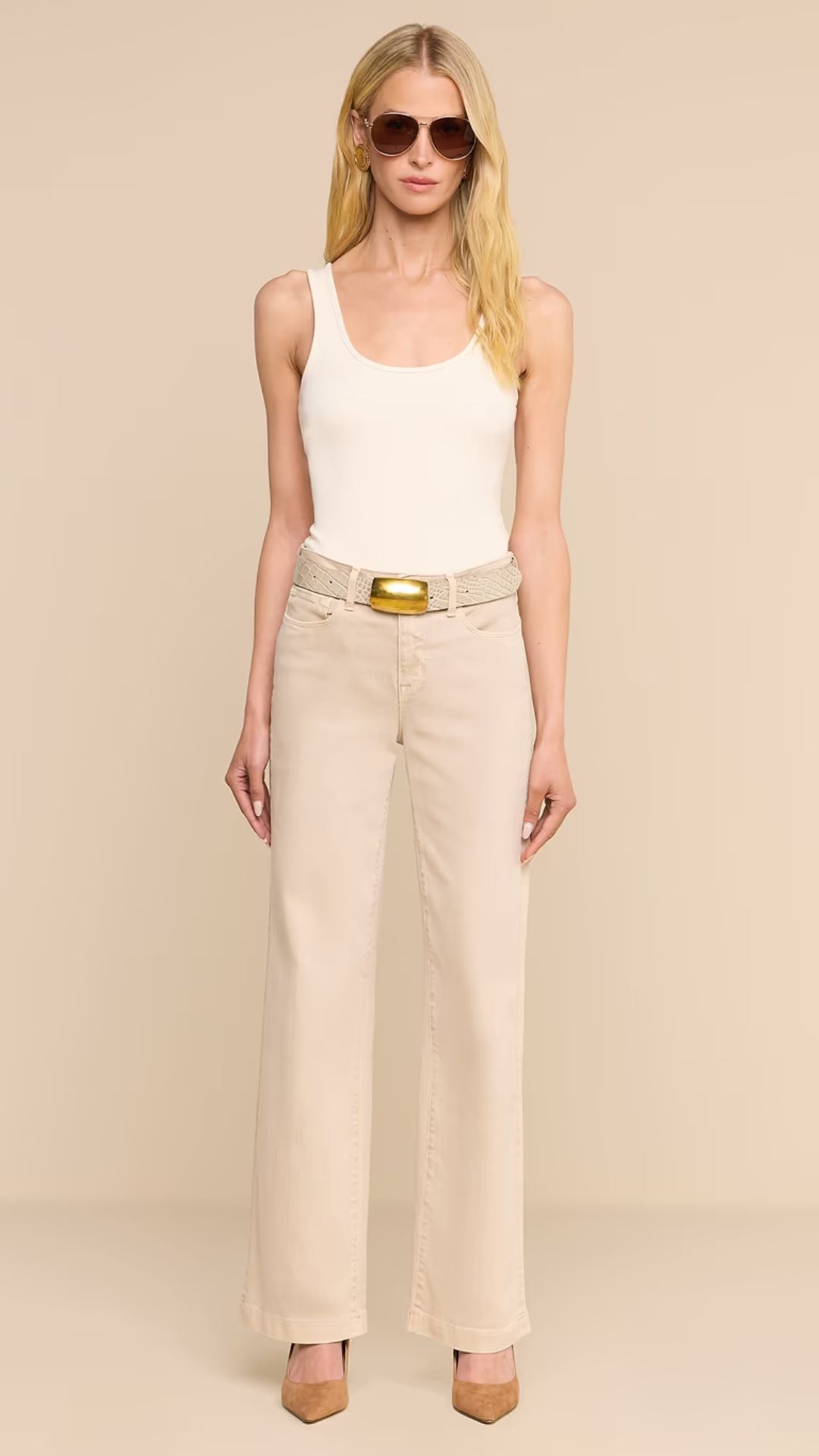 Scottie Wide-Leg Jean Bisscuit - L'Agence