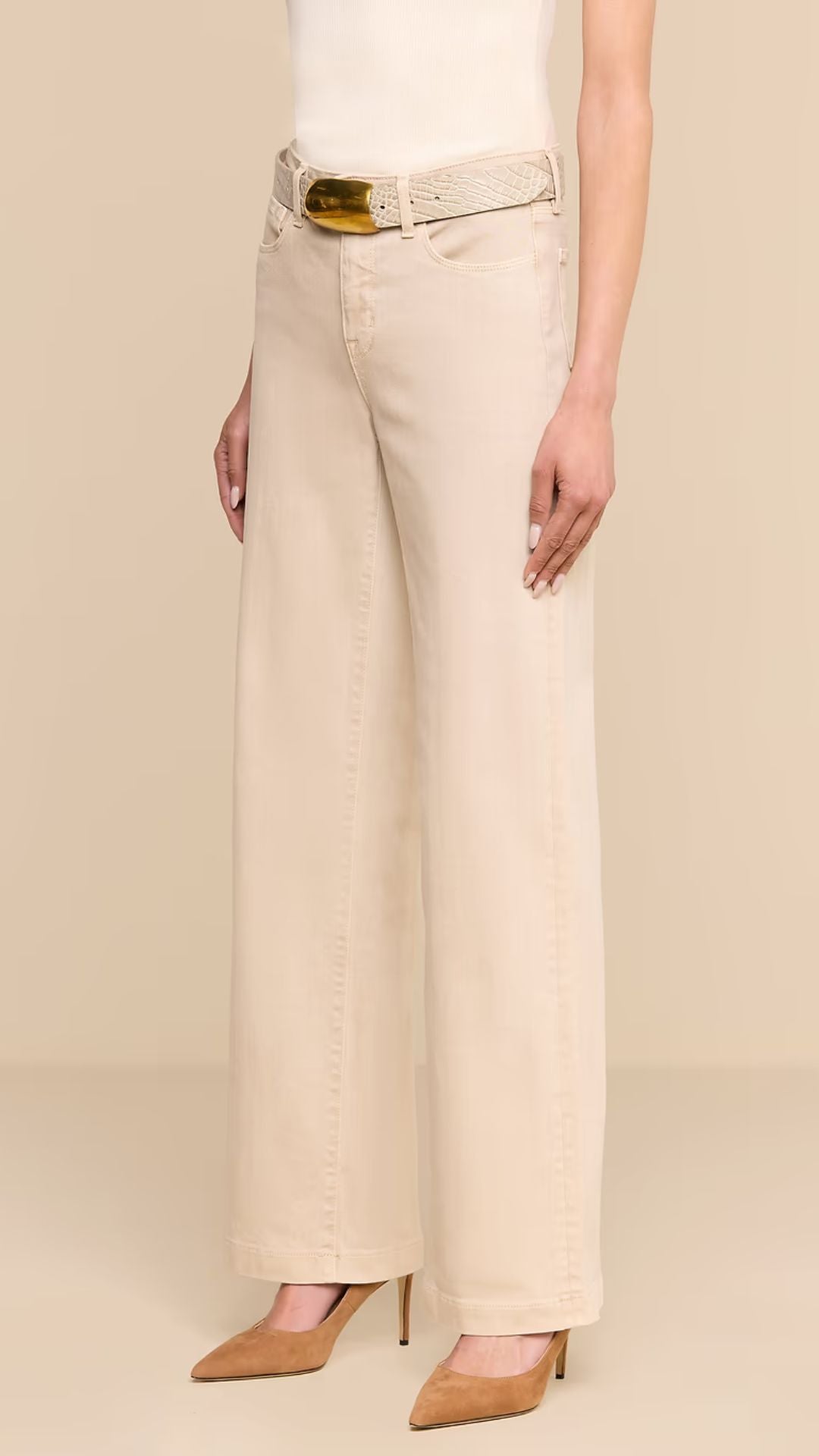 Scottie Wide-Leg Jean Bisscuit - L'Agence