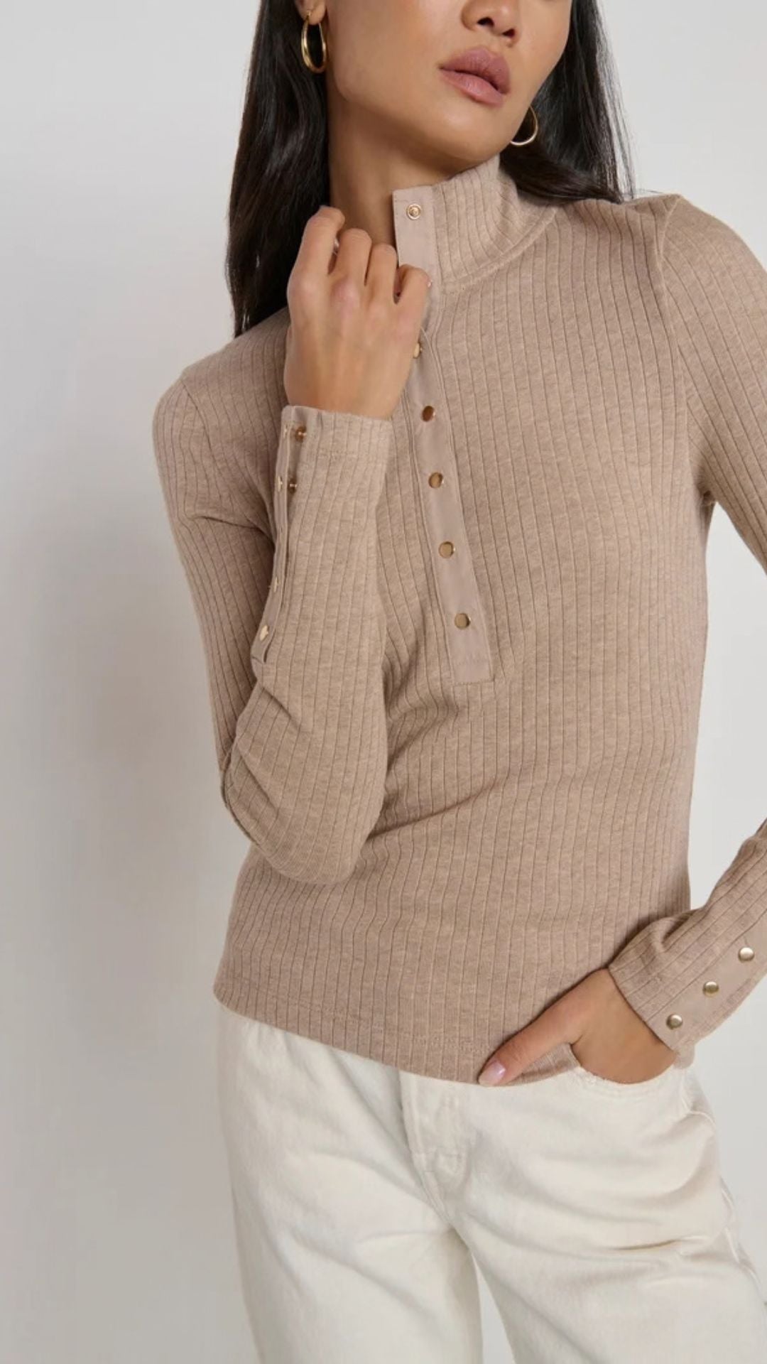 Sheila Top Heather Oatmeal - Nation Ltd.