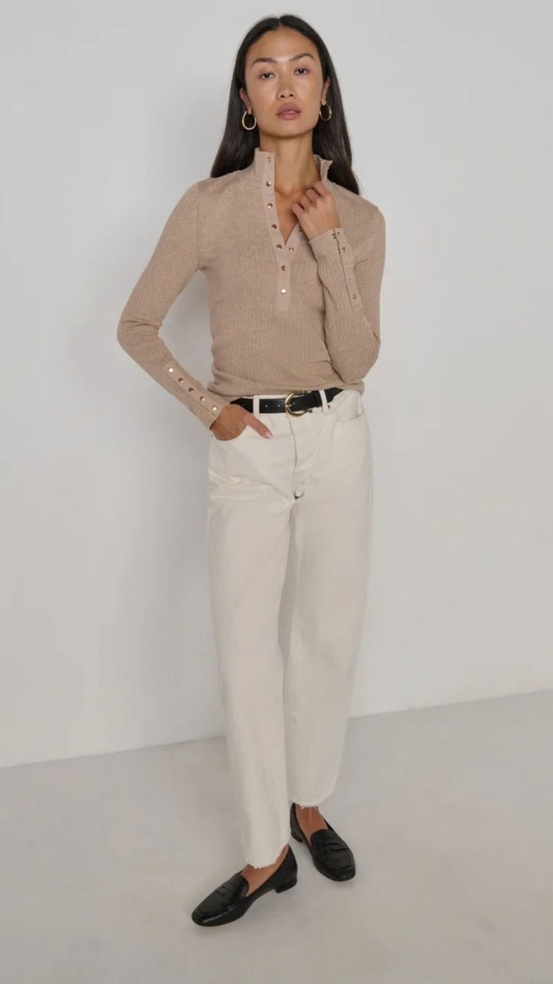 Sheila Top Heather Oatmeal - Nation Ltd.
