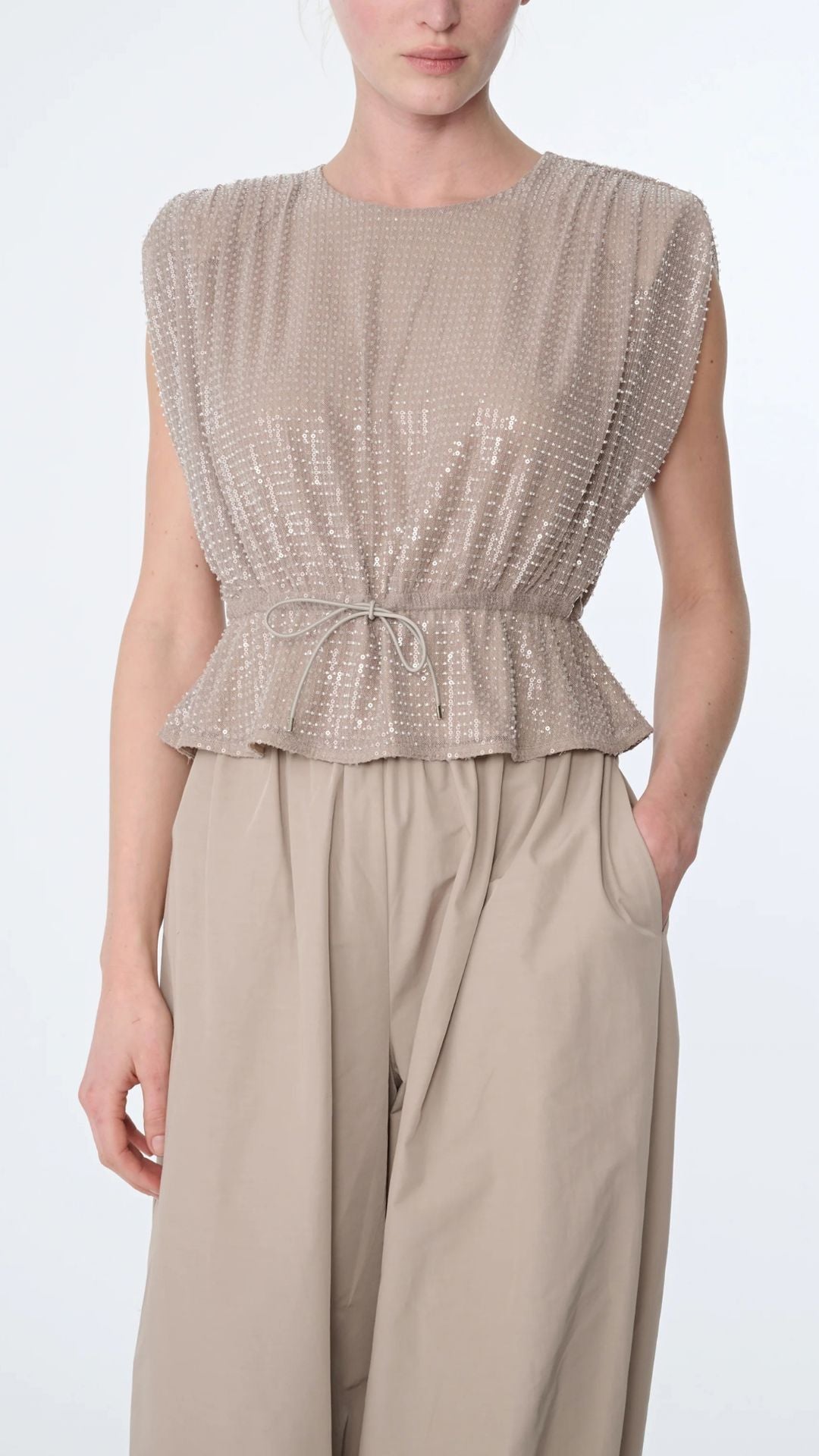 Talon Strong Shoulder Top Taupe - Toccin
