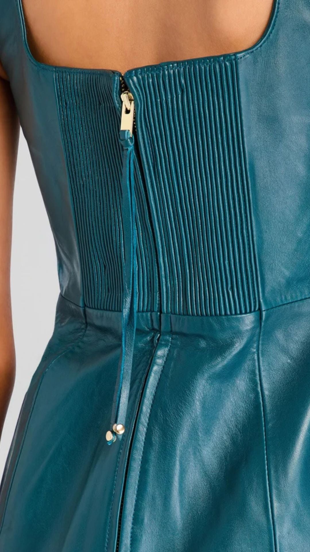 Tilde Leather Dress in Sarcelle - Retrofete