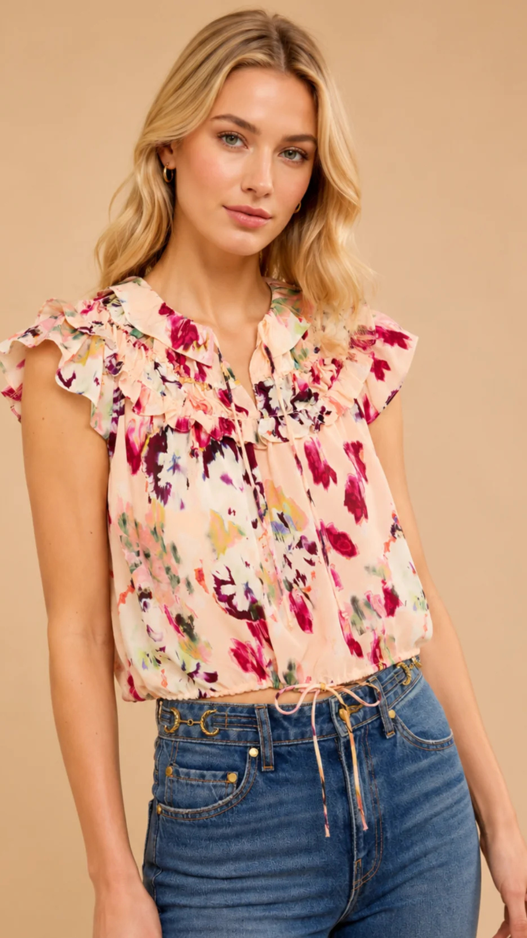 Eleonore Silk Top Summer Garden
