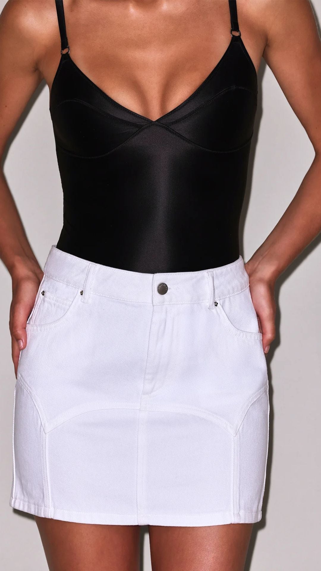 White Denim Garter Skirt - Fleur Du Mal