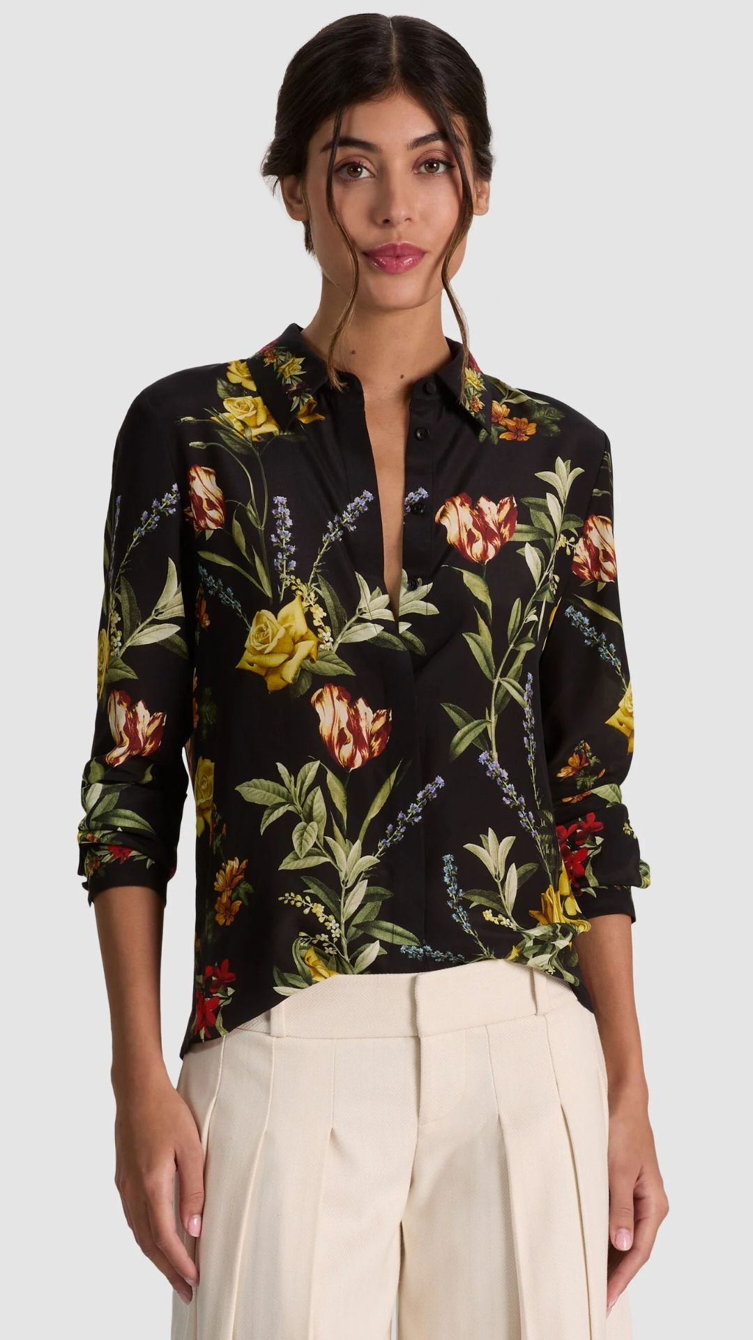 Willa Silk Blouse Black - Alice and Olivia