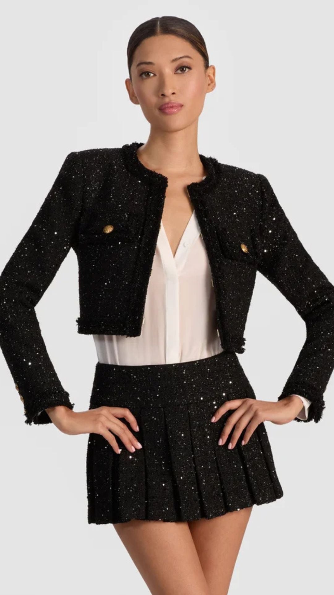 Dumont Embellished Tweed Jacket - Alice and Olivia