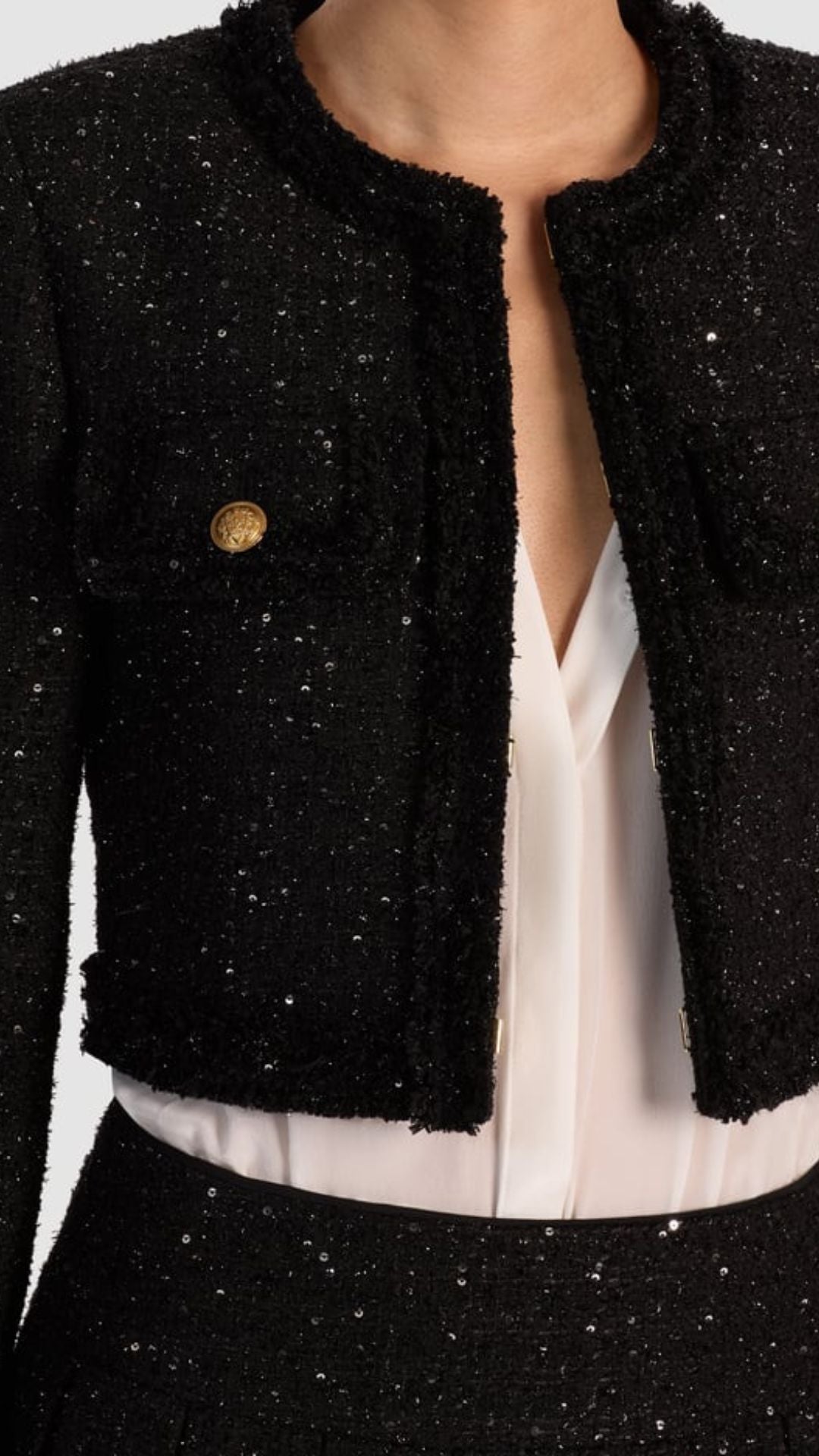 Dumont Embellished Tweed Jacket - Alice and Olivia