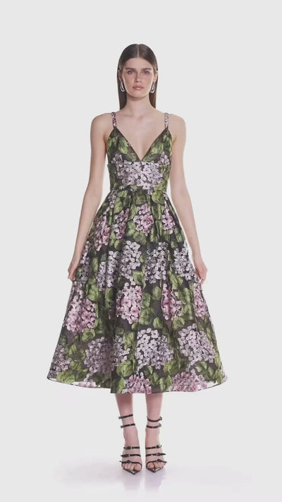 Eden Pleated Floral-Embroidered Midi Dress - Bronx and Banco